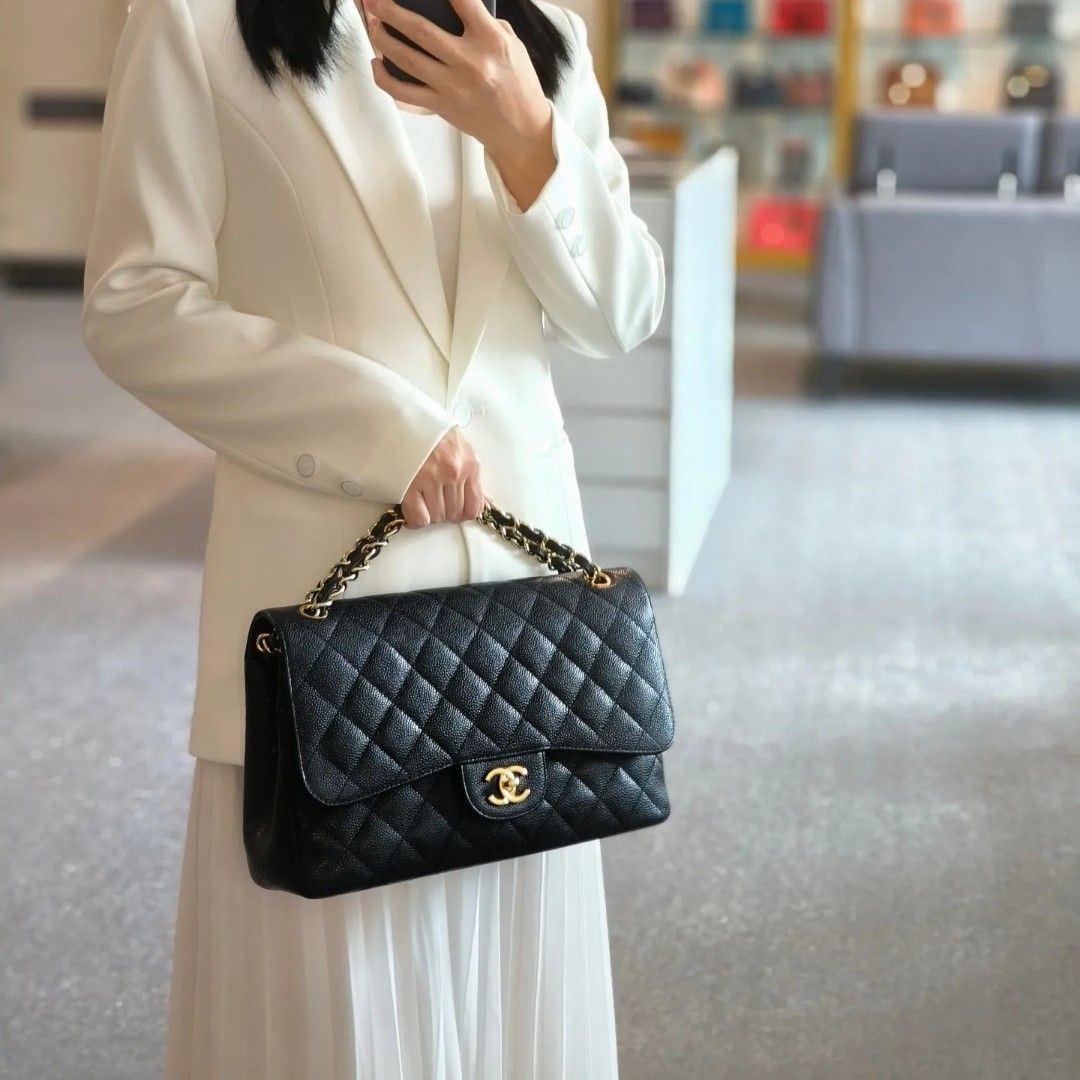 Chanel Classic Jumbo Black Caviar Gold Hardware Luxury Bags Wallets on Carousell