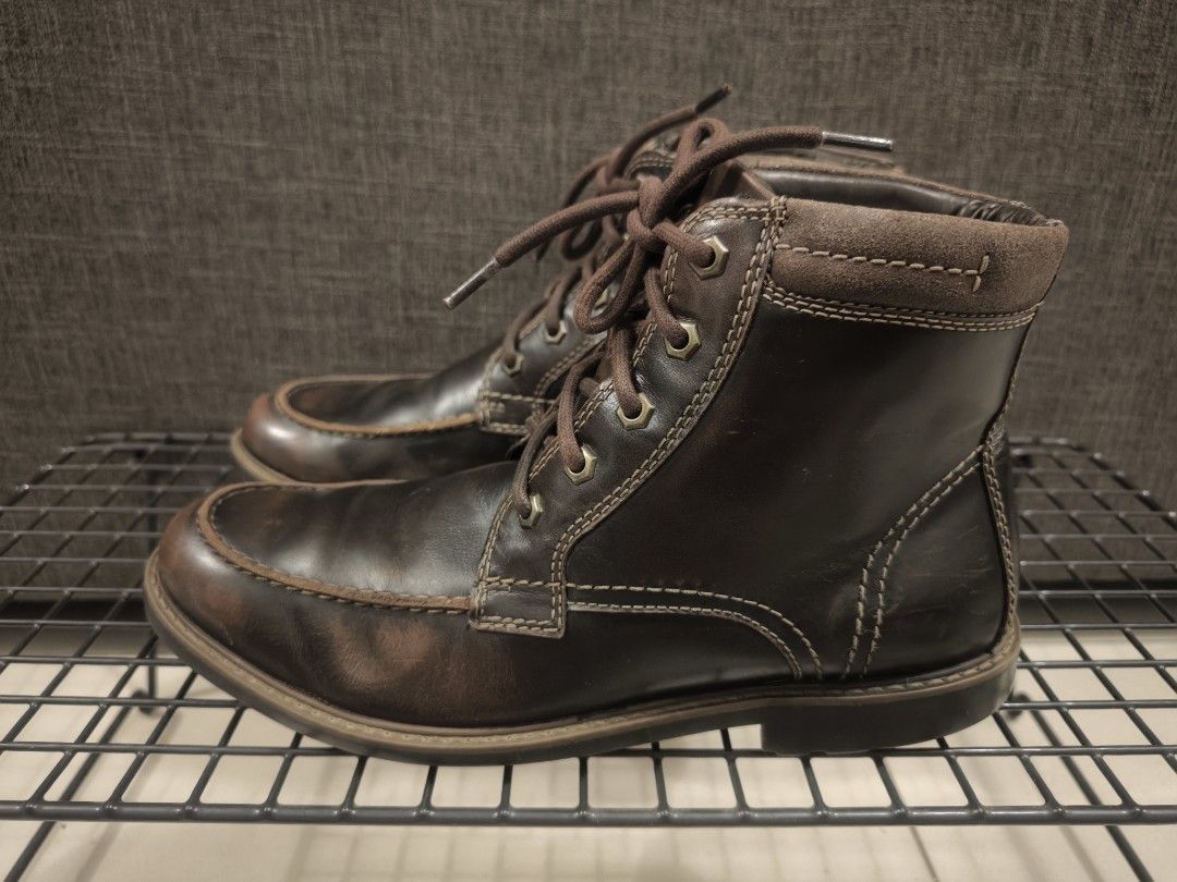 Clarks Men s Curington High Chukka Dark Brown Leather Boots UK8.5 US9.5 E U42.5
