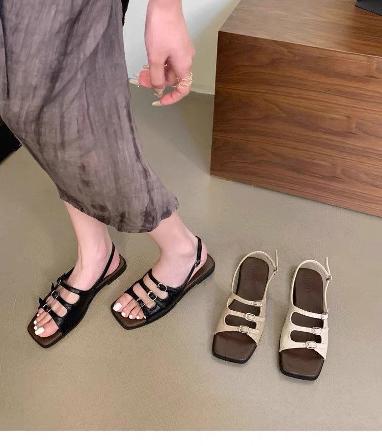 EXCLUSIVE Stylenanda Triple Buckle Strappy Slingback Sandals