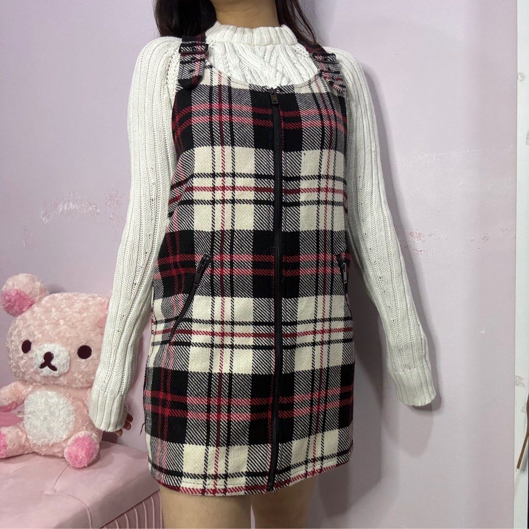 Forever 21 plaid overall dress