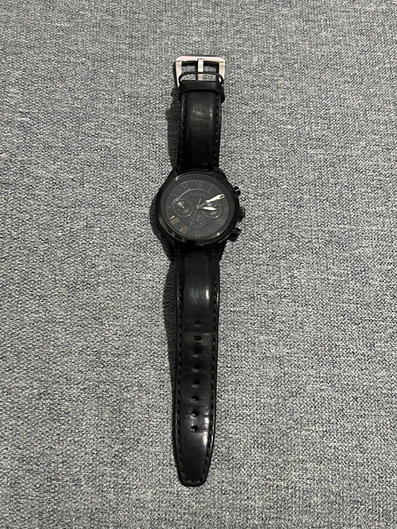 Fossil Men Flynn Midsize Chronograph Black Leather Watch Men s Fashion Watches Accessories Watches on Carousell