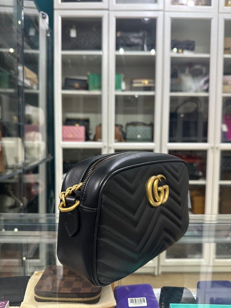 Gucci GG Marmont Small Black Matelasse Camera Bag