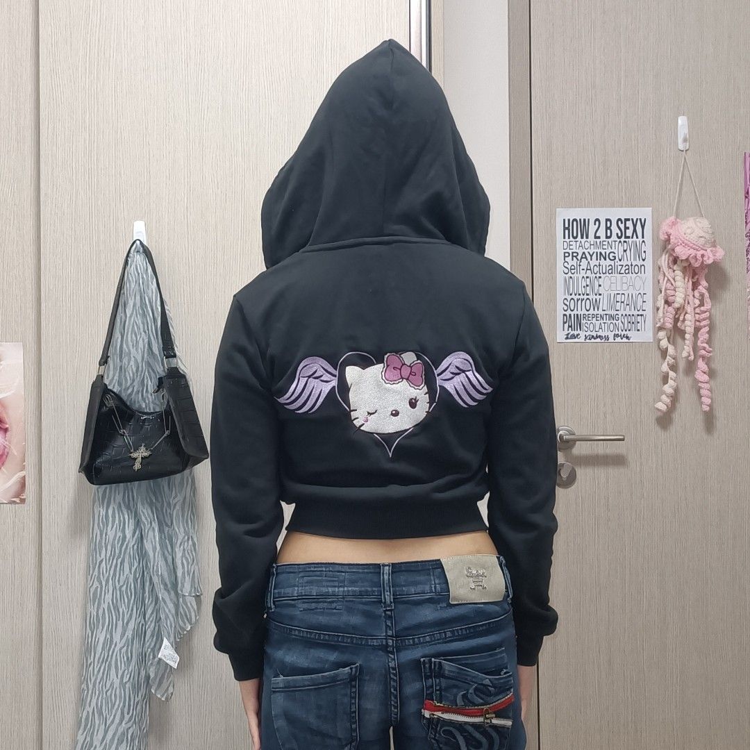 hello kitty cropped hoodie jacket
