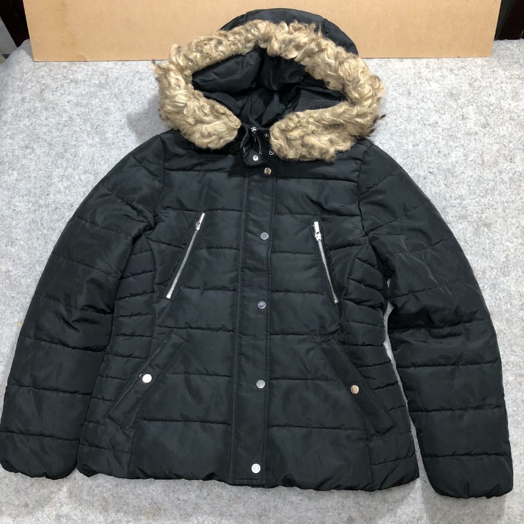 H&m faux fur hooded coat sales