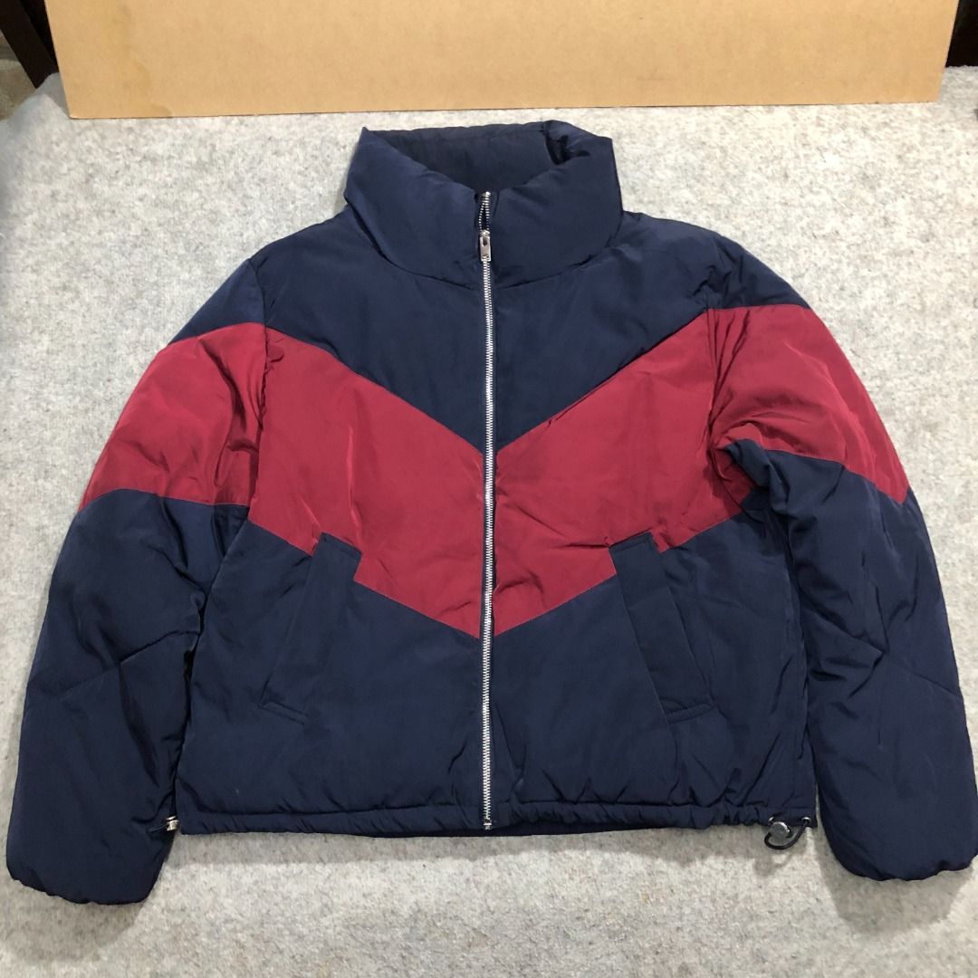H M x Tiffany Young Padded Jacket Winter Snow Full Zip Navy Red Color Block Size Small Women s Fashion Coats Jackets and Outerwear on Carousell