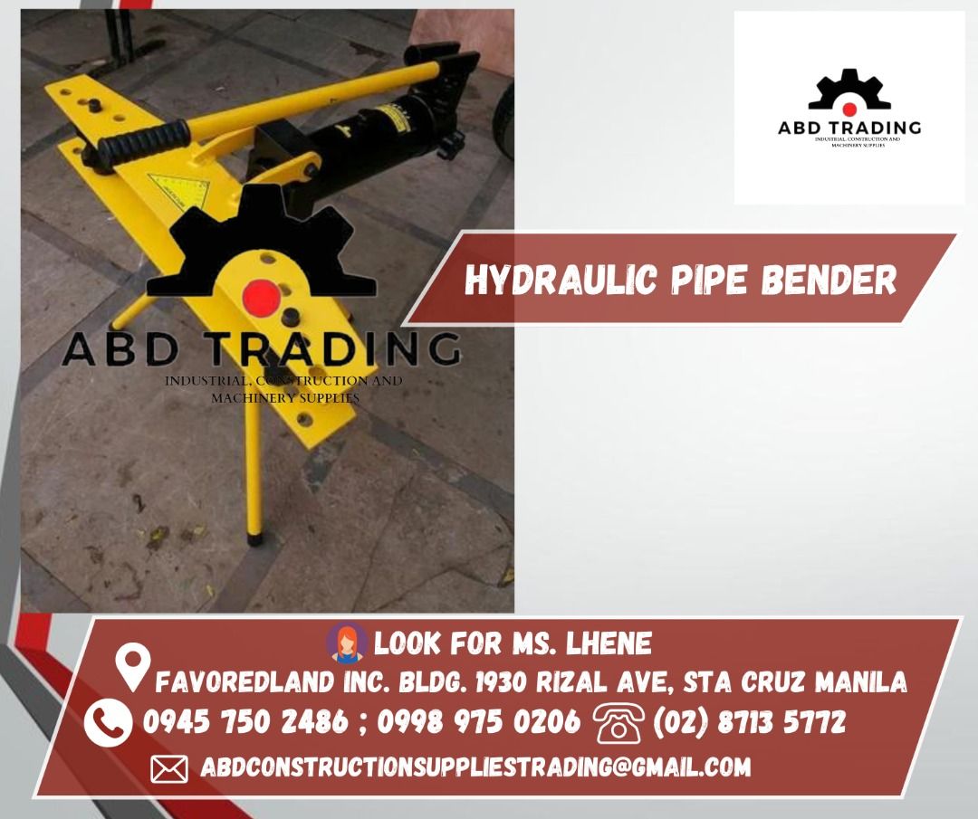 HYDRAULIC PIPE BENDER (Category: Construction Tools & Equipment) located in Manila. Submitted by _abdtrading (Listing ID 1319229496, Image 1). Description: HYDRAULIC PIPE BENDER ABD CONSTRUCTION SUPPLIES TRADING DTI Registered & BIR Accredited 💯 -🛠️Machinery -🛠️Tools -🛠️Electrical -🛠️Industrial & Construction Materials -🛠️Fittings -🛠️Personal Protective Equipment 🚴-Pick up & Delivery Price are subject to change without prior notice OFFICE