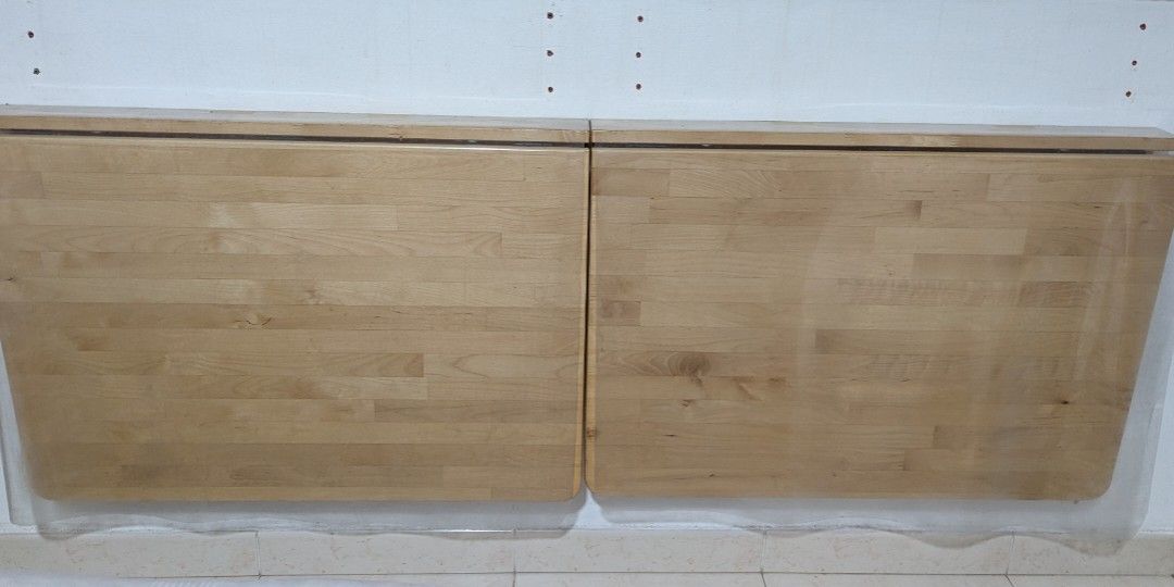 Solid Wood Foldable Table IKEA (Category: Other Home Furniture) located in Singapore. Submitted by avg.joe (Listing ID 1319280490, Image 2). Description: Bought at $59/each. pls arrange for your own delivery. https://www.ikea.com/es/en/p/norbo-wall-mounted-drop-leaf-table-birch-80091713/.