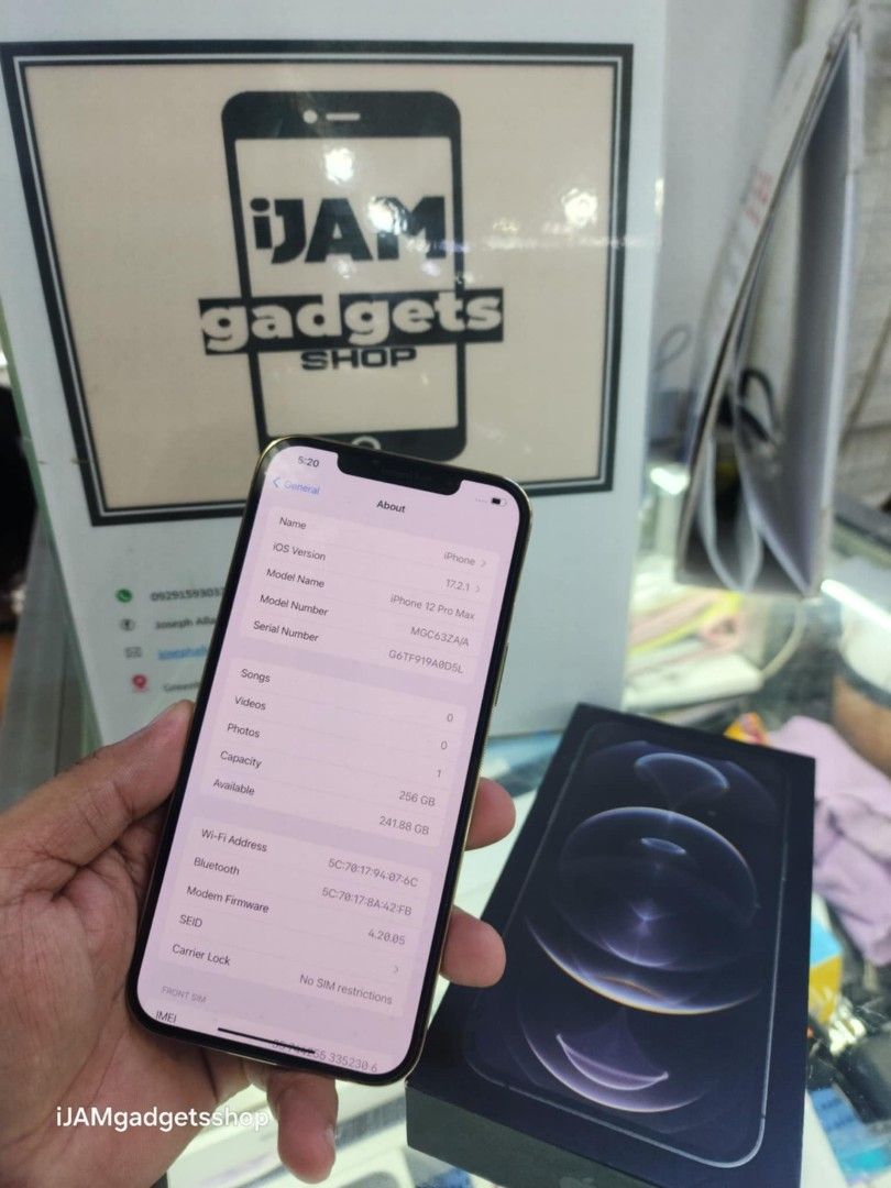Iphone 12promax 256 (Category: iPhone 12 Series) located in Pasig City. Submitted by ijamgadgets (Listing ID 1319241296, Image 3). Description: iphone 12promax 256gb hk variant dual sim 95 batt health we do cod and same day delivery can pick up in our store in greenhills.