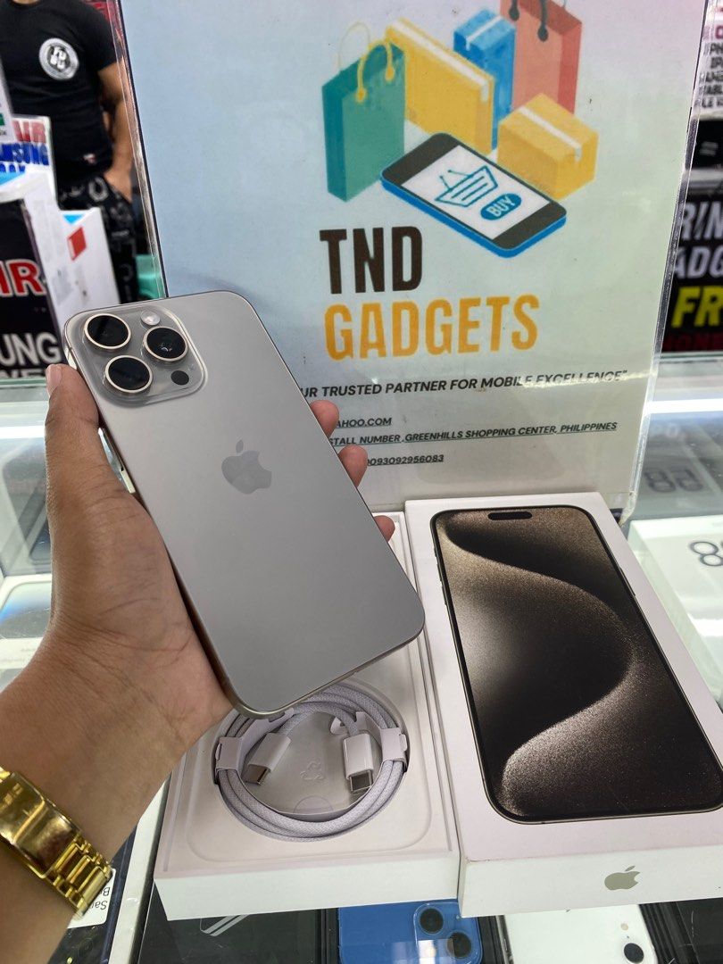 Iphone 15 Pro max 256gb (Category: iPhone 15 Series) located in Pasig City. Submitted by melissaomb01623 (Listing ID 1319198352, Image 3). Description: Iphone 15 Pro max 256gb good as new globe locked ntc variant 100 battery health complete with box under warranty till August 2025 💯smooth 📌pick up store in greenhills shopping center 📌we do cod in metro manila and near provinces just add sf only 📌we ship nationwide via LBC 📌we accept swap/tra