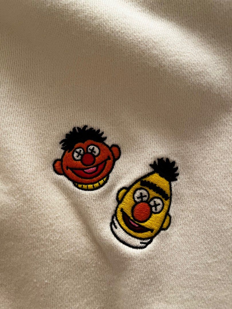 Kaws x Uniqlo x Sesame Street White Sweater Men s Fashion Tops Sets Tshirts Polo Shirts on Carousell