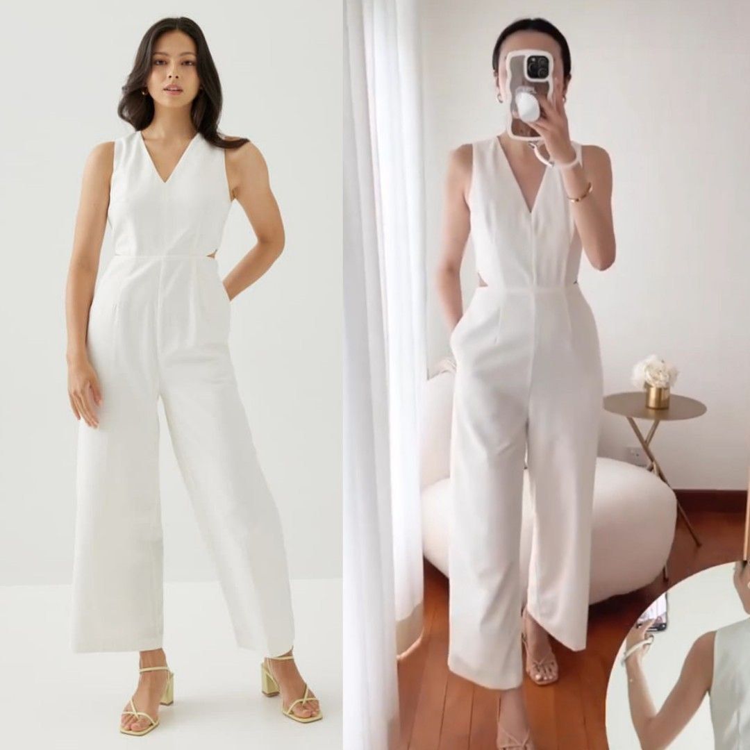 White jumpsuit cut out on sale