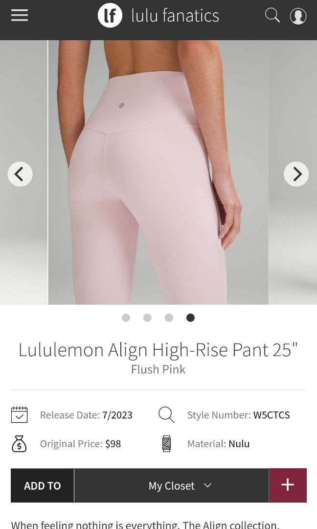 Lululemon align high rise leggings flush pink Women s Fashion Activewear on Carousell