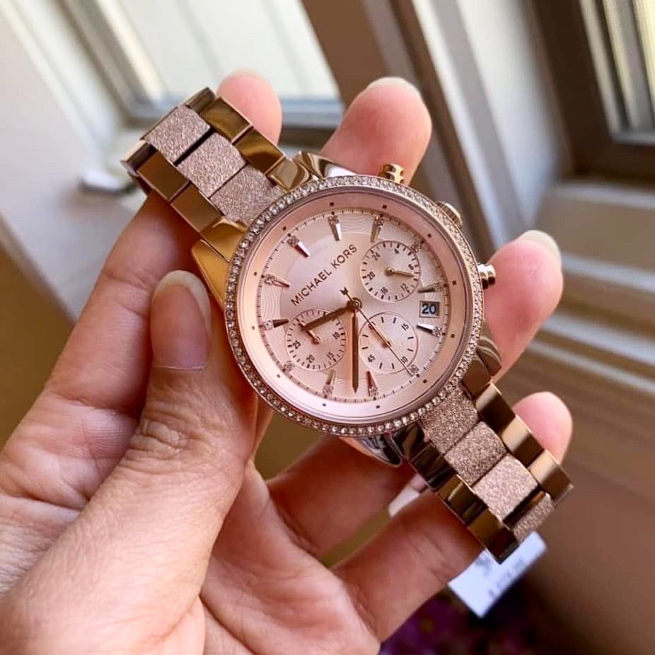 MK RITZ ROSEGOLD GLITZ AUTHENTIC WATCH Women s Fashion Watches Accessories Watches on Carousell