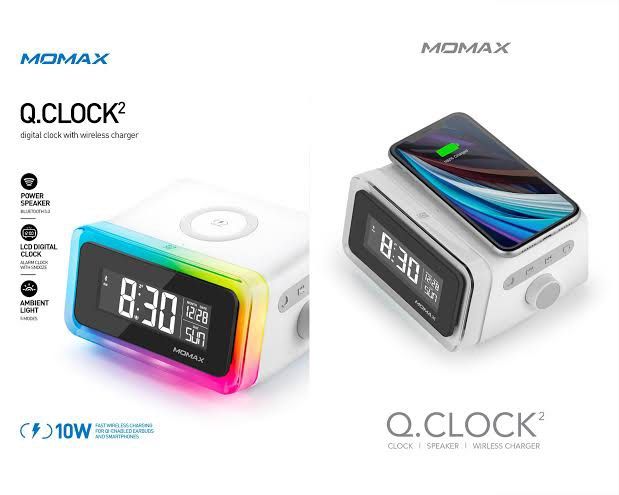Momax q.clock 2 Wireless Charging Bluetooth Speaker (Category: Soundbars, Speakers & Amplifiers) located in Bacoor. Submitted by mydeclutt (Listing ID 1319224961, Image 1). Description: Originally bought in store for 3.9k Used only once for testing Box and cord included From the website: DIGITAL ALARM CLOCK LCD clock with Snooze FAST WIRELESS CHARGER Simply place your Qi compatible device such as Airpods Pro or Smartphone on Q.Clock 2 to recharge