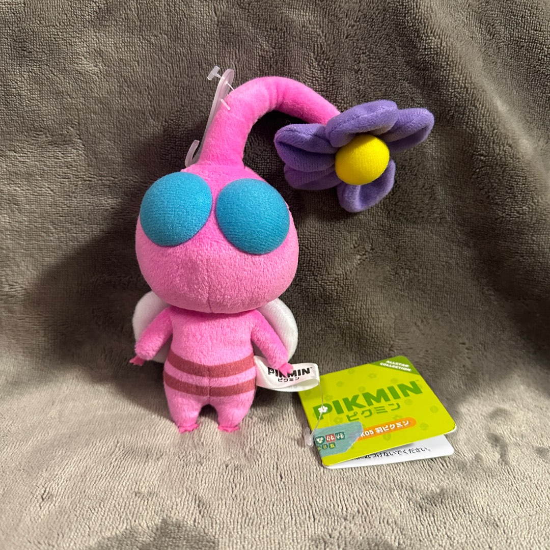 Nintendo 任天堂 Pikmin 皮克敏 毛公仔 - 粉紅色 羽翅皮克敏, 興趣及遊戲, 玩具 & 遊戲類 - Carousell