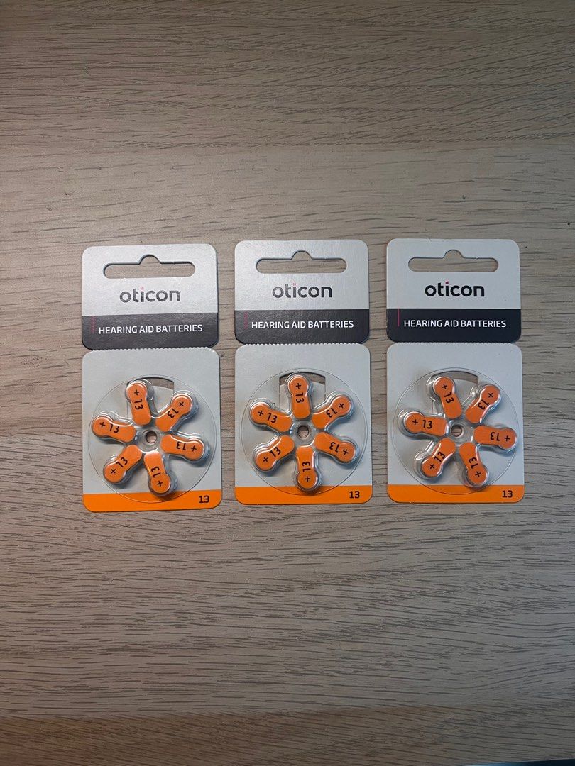 Oticon Hearing Aid Batteries #13 (Category: Visual & Hearing Aids) located in Manila. Submitted by jungtae_21 (Listing ID 1319218188, Image 1). Description: Changed hearing aid battery size Brand new, three packs.
