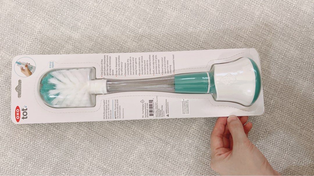 OXO TOT Bottle brush soap dispensing with Stand Babies Kids Nursing Feeding Breastfeeding Bottle Feeding on Carousell