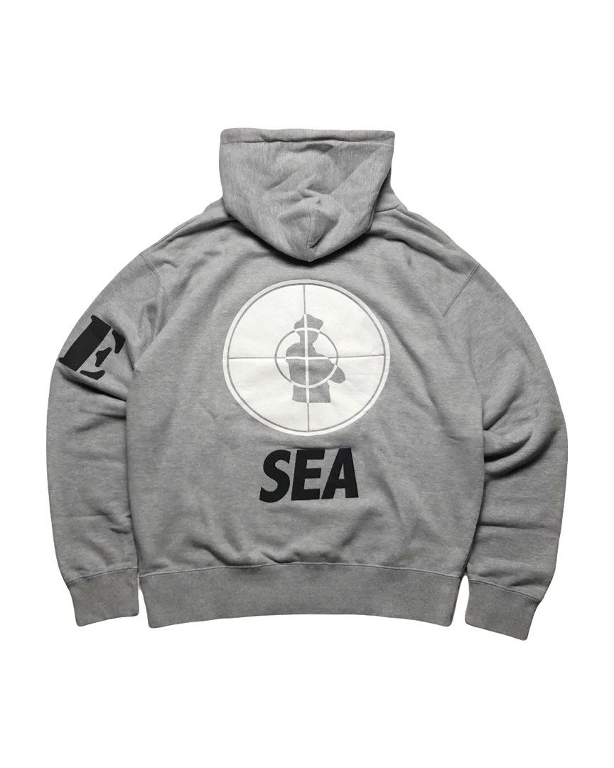 PUBLIC ENEMY x WIND AND SEA Grey Hoodie Raptees, Fesyen Pria  