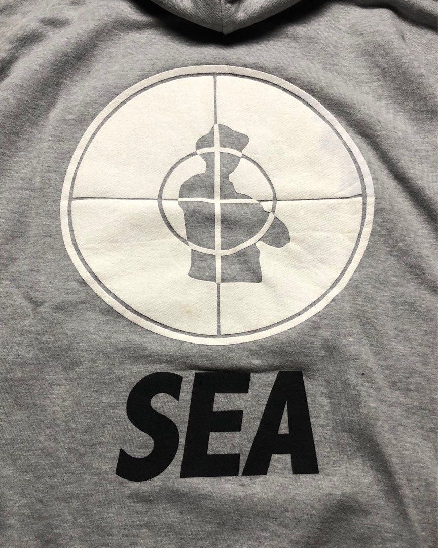 PUBLIC ENEMY x WIND AND SEA Grey Hoodie Raptees, Fesyen Pria  