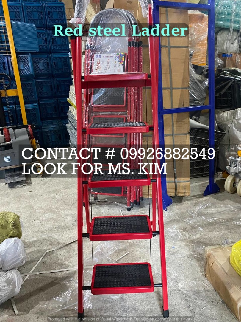 Red steel Ladder, Furniture & Home Living, Home Improvement ...