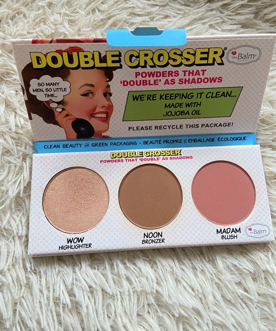 THE BALM COSMETICS DOUBLE CROSSER 3 IN 1 HIGHLIGHTER,BRONZER & BLUSH