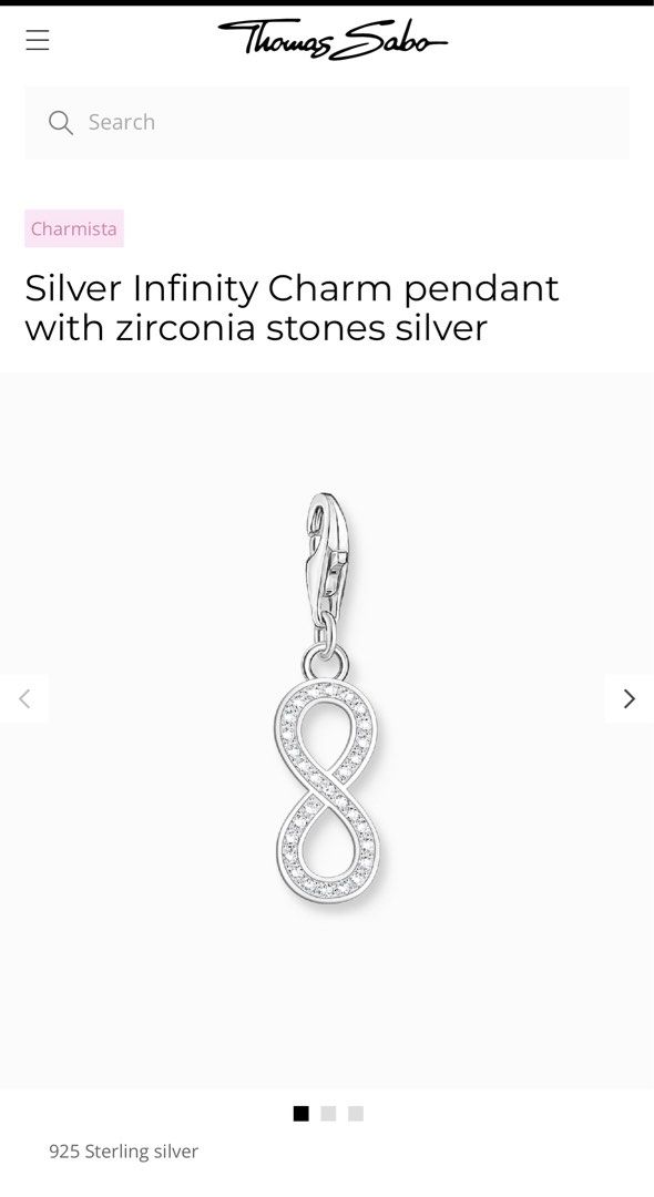 Thomas sabo infinity charm hot sale