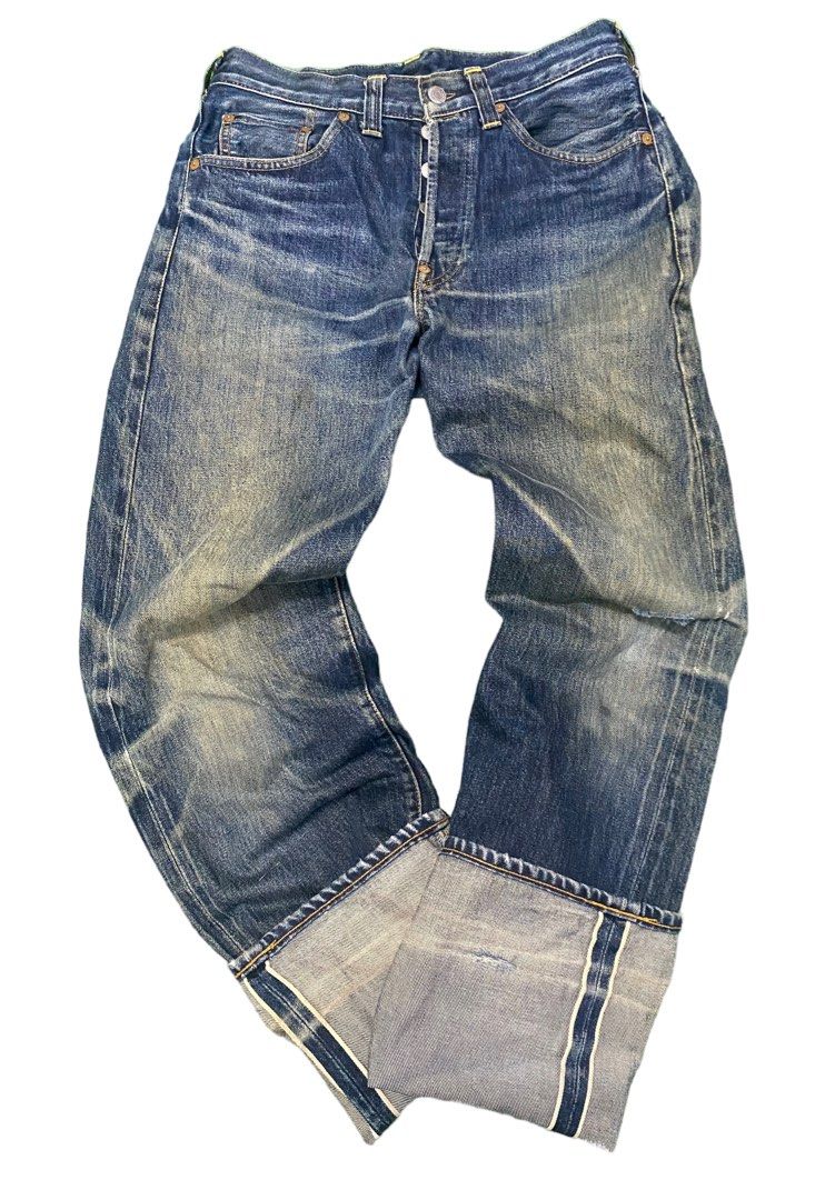 Vintage Levis 201 Selvedge Distressed Denim Men s Fashion Bottoms Jeans on Carousell