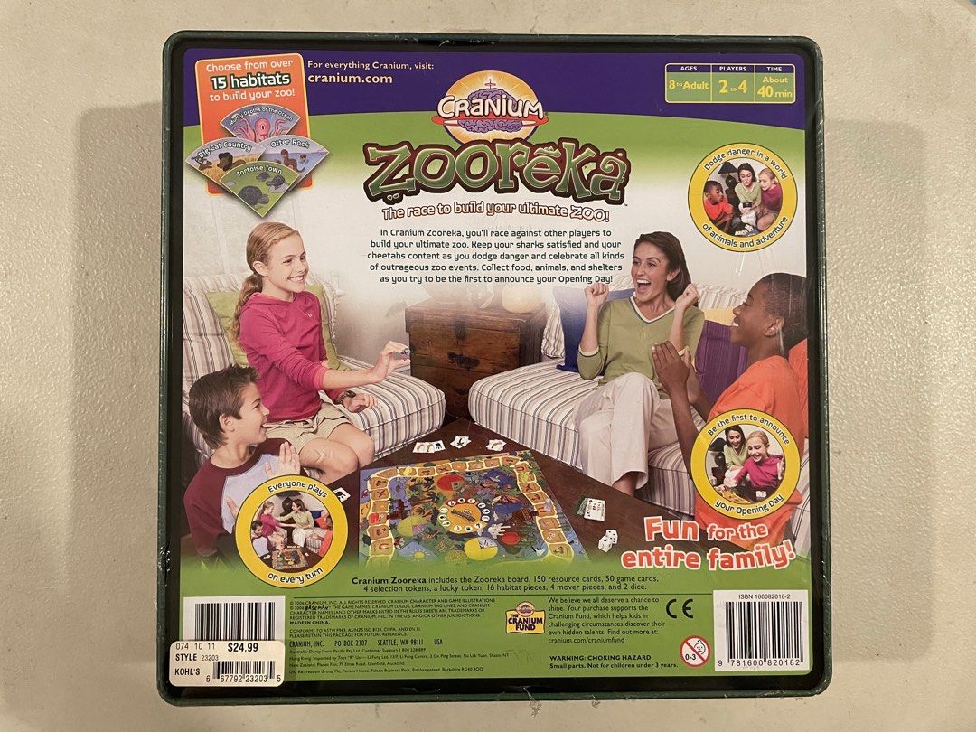Zooreka by Cranium Board Game (Sealed/New) (Category: Board Games & Puzzles) located in Manila. Submitted by ncali (Listing ID 1319285813, Image 3). Description: Zooreka by Cranium Board Game (Sealed/New) — Brand new and never opened — Complete inclusions — Tin container payment through gcash and bank transfer shipping is shouldered by buyer through lbc, gogoxpress, j&t, same day delivery.