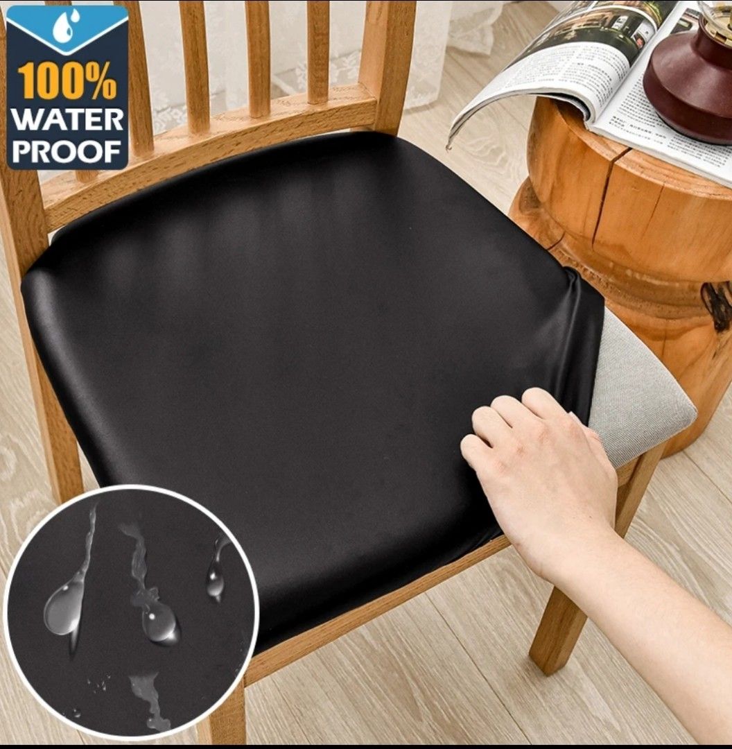 1pc PU Leather Square Chair Cushion Cover Waterproof Kitchen Dining Seat Slipcovers Removable Dining Room Chair Seat Cushion Covers Furniture Home Living Home Improvement Organisation Home Improvement...