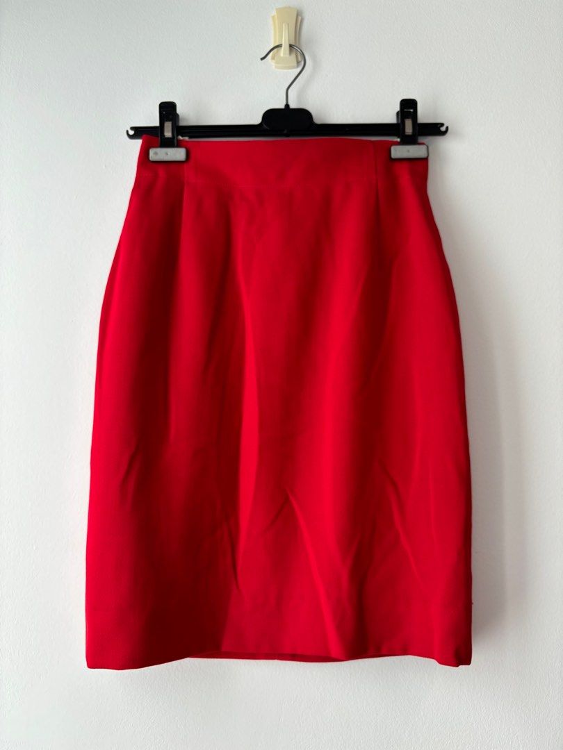 80s red pencil skirt top