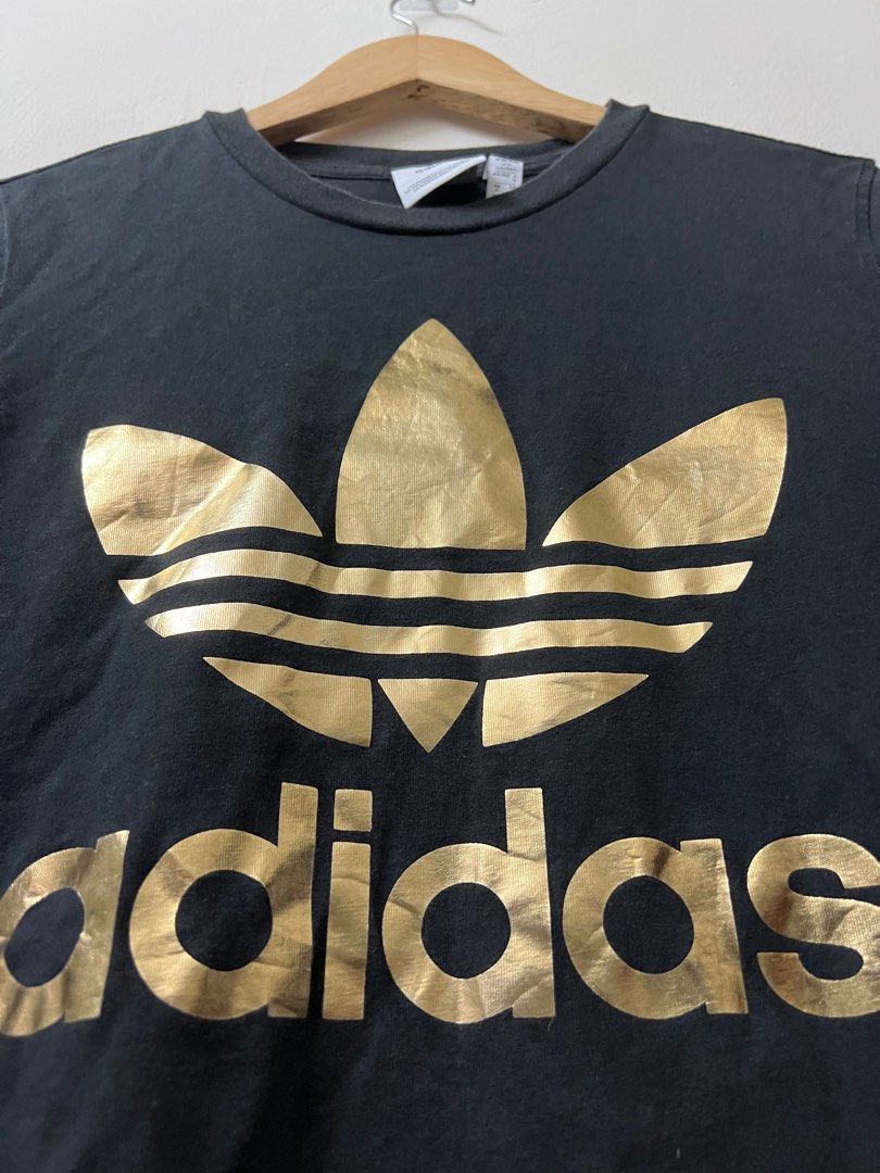 Adidas gold trefoil shirt top