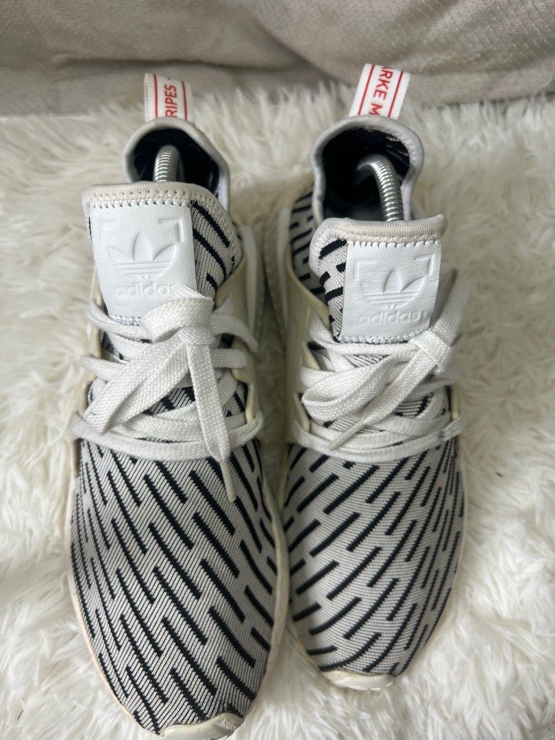 White nmd with black stripes discount