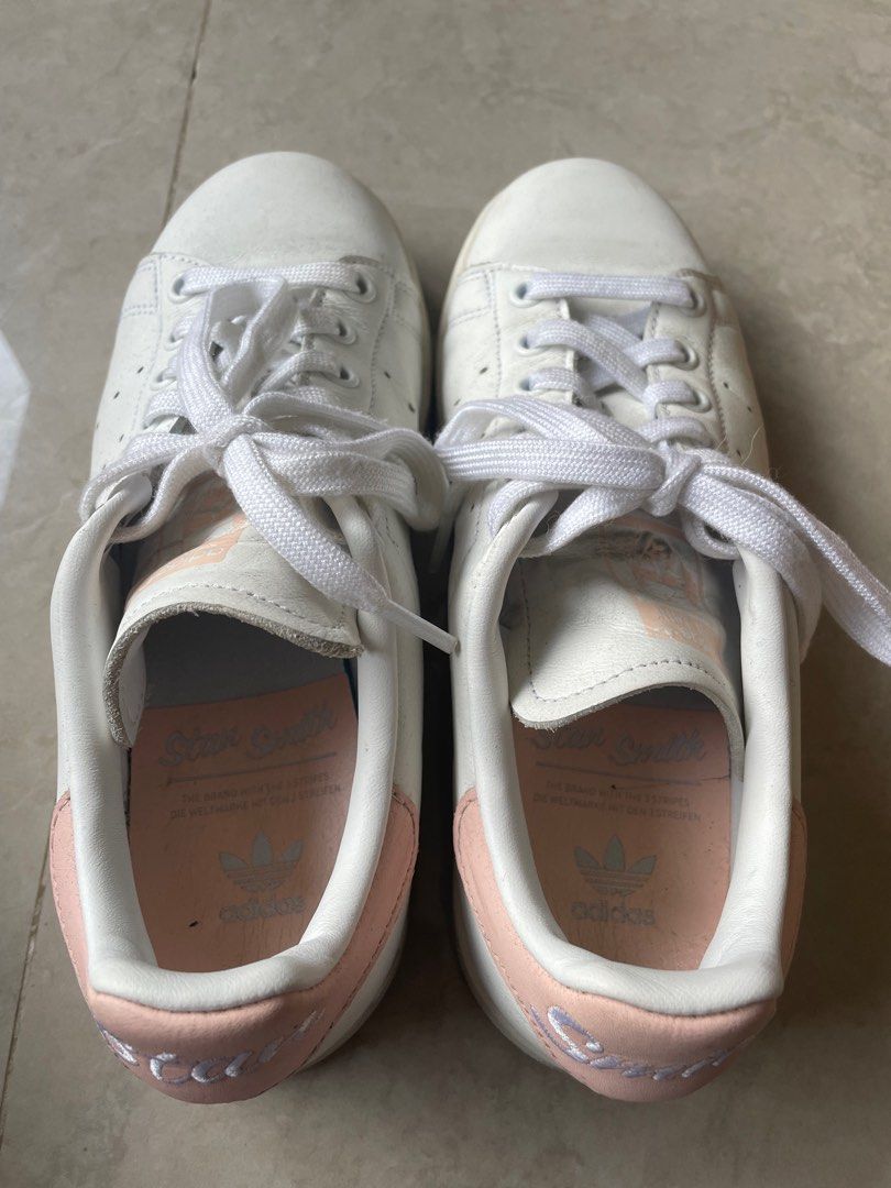 Adidas Stan Smith shoe white pink Women s Fashion Footwear Sneakers on Carousell