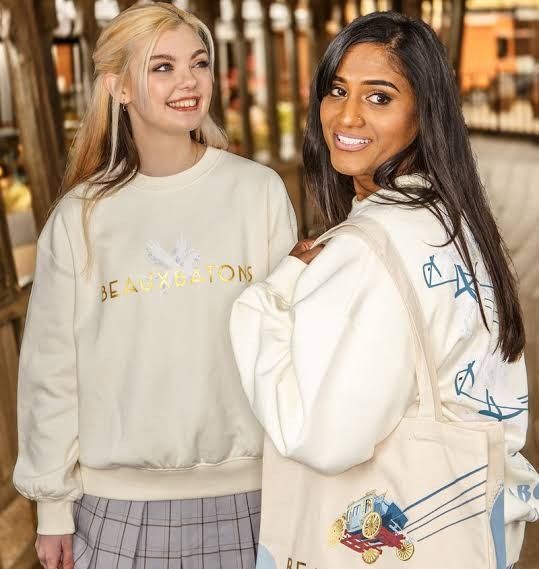 Beauxbaton Sweatshirt (Category: Others Tops) located in Valenzuela. Submitted by leviathan99 (Listing ID 1319461684, Image 3). Description: Authentic Harry Potter Merch 🪄 This oversized sweatshirt was purchased from *The Making of Harry Potter Studio Tour* in Japan. Although it is labeled as a Small, it comfortably fits up to a Large women's size. RFS: accidentaly purchased two of the same design..