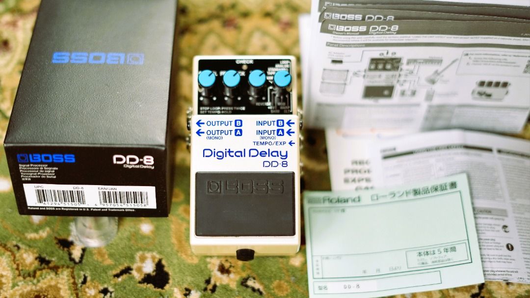 BOSS DD-8 DIGITAL DELAY PEDAL (Category: Musical Instruments) located in Las Pinas. Submitted by dbeansmusic (Listing ID 1319482599, Image 1). Description: FOR SALE ONLY. NO TRADES. BOSS DD-8 DIGITAL DELAY PEDAL - Pedal is BRANDNEW. Only tested at home studio. Kept in box since. SEE ACTUAL PHOTO. - Pedal complete w/ box & manual, w/ pre-installed velcro. - Downsizing guitar pedal collection. Features: - Offers a wide range of delay effects and ad