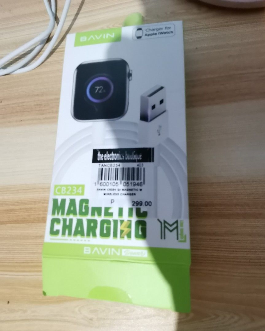 Charger for Apple iWatch (Category: Cables & Chargers) located in Pasig City. Submitted by healthnfeshn (Listing ID 1319515095, Image 1). Description: Selling for what I bought it for. I wasn't able to use because it is not compatible with my watch. Please read Features number 1 in the last image for model compatibility..