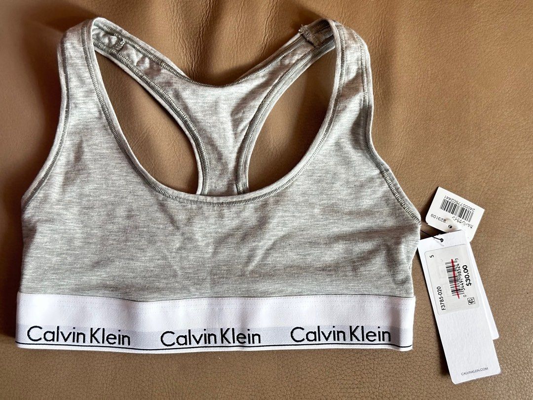 CK MODERN COTTON UNLINED BRALETTE GREY HEATHER Calvin Klein bra top no padding Carousell