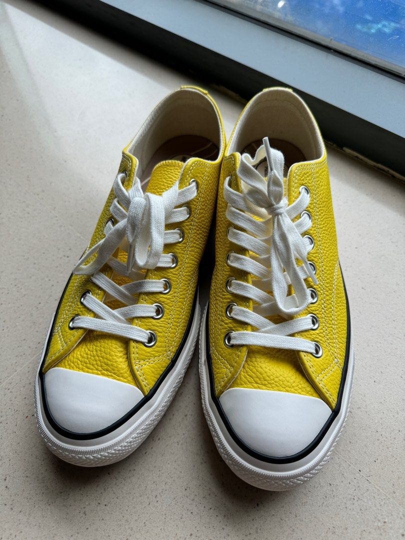 Converse Addict leather yellow size 11.5 US Women s Fashion Footwear Sneakers on Carousell