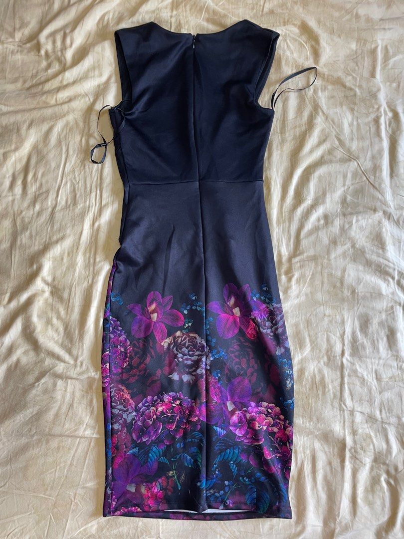 Dorothy Perkins Scarlett B Size 8 Black Floral Lydia Bodycon Dress