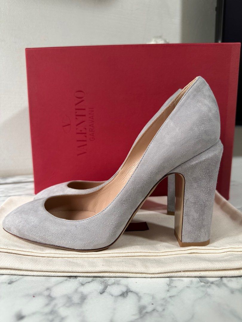 EU37 Valentino Garavani women s suede grey pump heels Women s Fashion Footwear Heels on Carousell