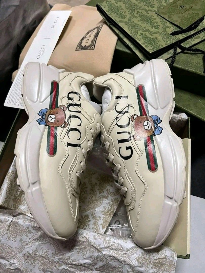 EU 41 43 44 RESELLERPRICE FIXEDPRICE Gucci x Kai Teddy Bear Gucci Rhyton Sneakers Cream Sneakers GG Sneakers Gucci Shoes for Men