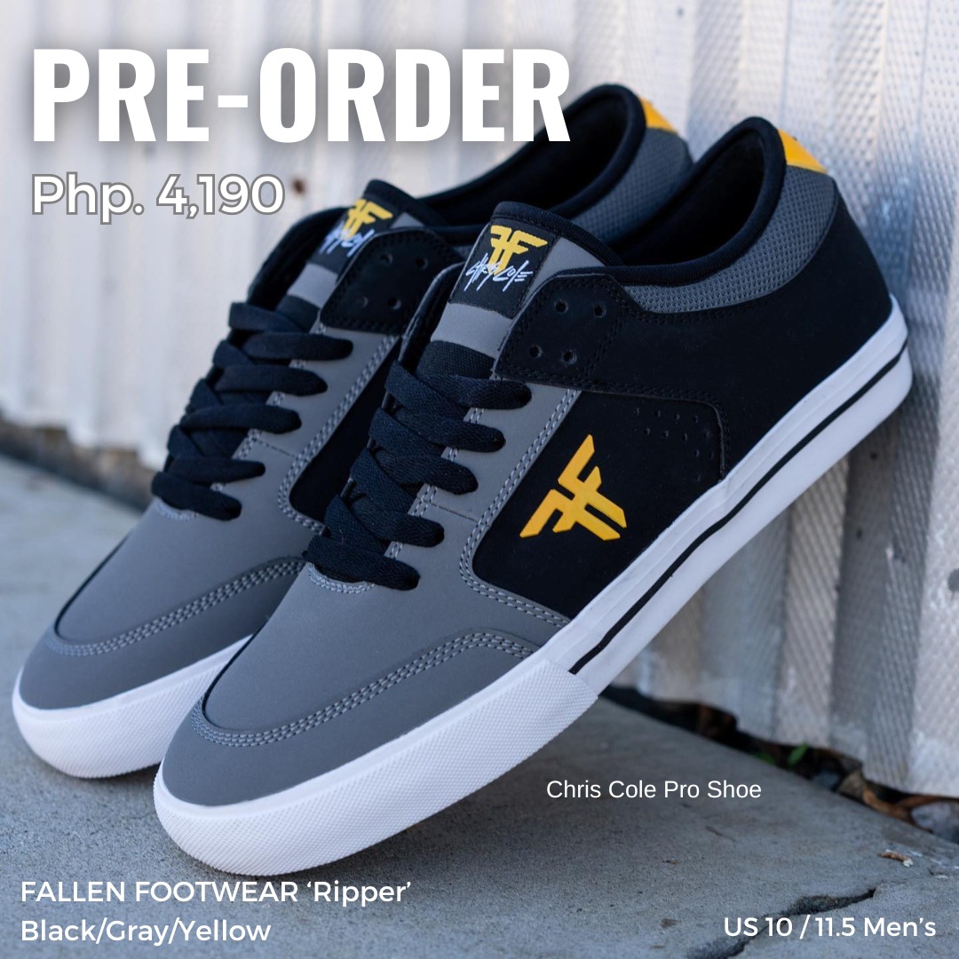 FALLEN FOOTWEAR 'Ripper' Chris Cole Pro Shoe Black/Gray/Yellow, Men's ...