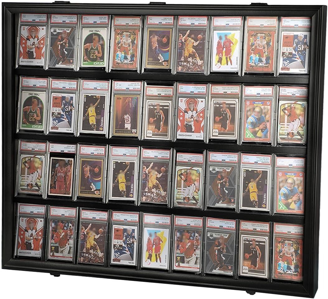 36 Graded Sports Card Display Frame Case Lockable Trading Card Frame Wall  Display with UV Protection for Football Basketball Baseball Hockey Cards,Black  , Furniture & Home Living, Furniture, Other Home Furniture on