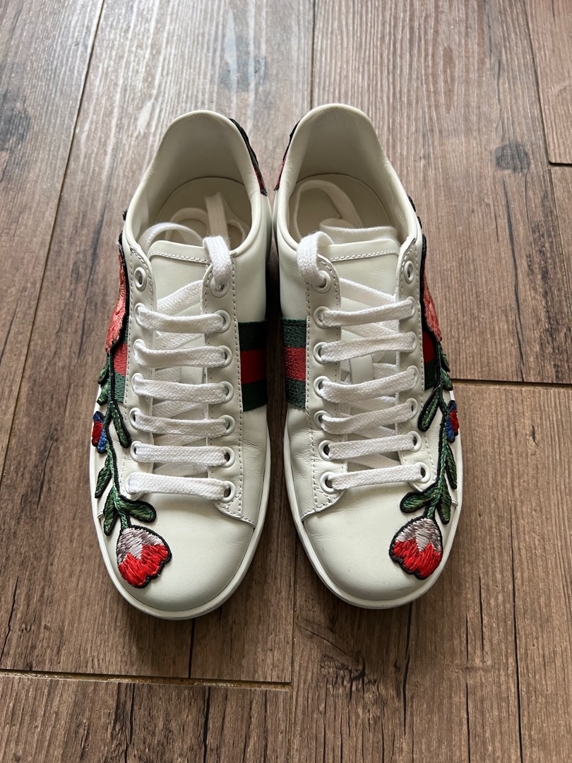 Gucci Ace Floral Embroidered Sneakers 100 Authentic