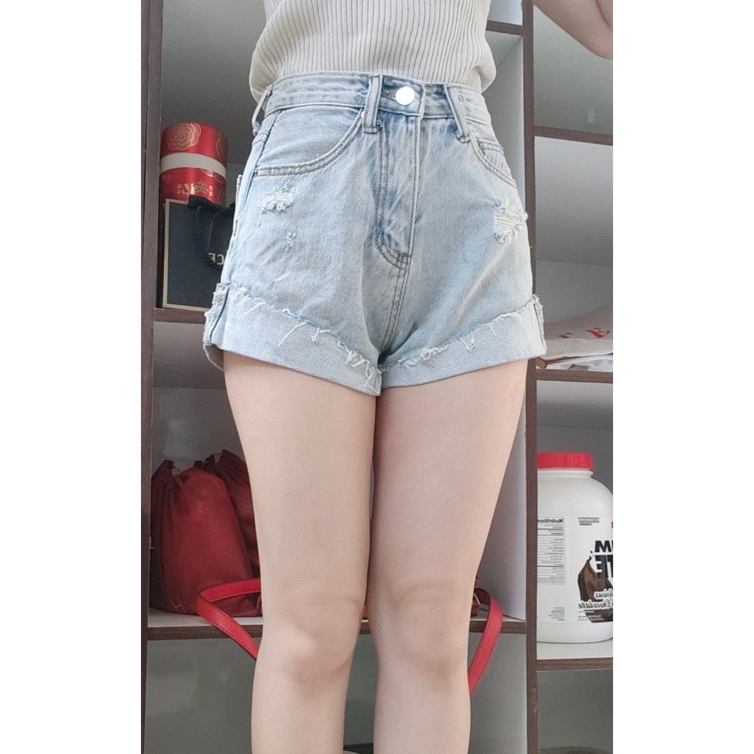 Highwaist A Line Denim Jeans in Light Blue Short Pants HW Shorts Import  China Bkk not pomelo cotton on