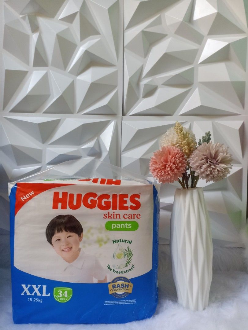 HUGGIES SENSITIVE XXL PANTS 34PCS. (Category: Diapers & Baby Wipes) located in Manila. Submitted by sweetieteapascua (Listing ID 1319429884, Image 1). Description: HUGGIES SKIN CARE XXL PANTS SENSITIVE 34PCS-550 MANUFACTURED DATE 2023 EXPIRATION DATE 2026 PAYMENT-COD,GCASJ,BANKTRANSFER.