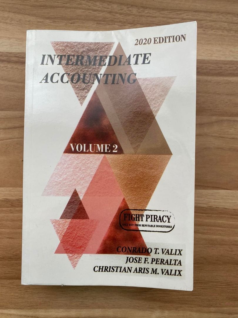 Intermediate Accounting Volume 2 (2020 Edition) C. Valix, Peralta, C. A. Valix (Category: Textbooks) located in Antipolo. Submitted by gaeumi (Listing ID 1319417615, Image 1). Description: ✦ with plastic cover ✦ average selling price in other platforms: ₱398 ✦ slightly negotiable .