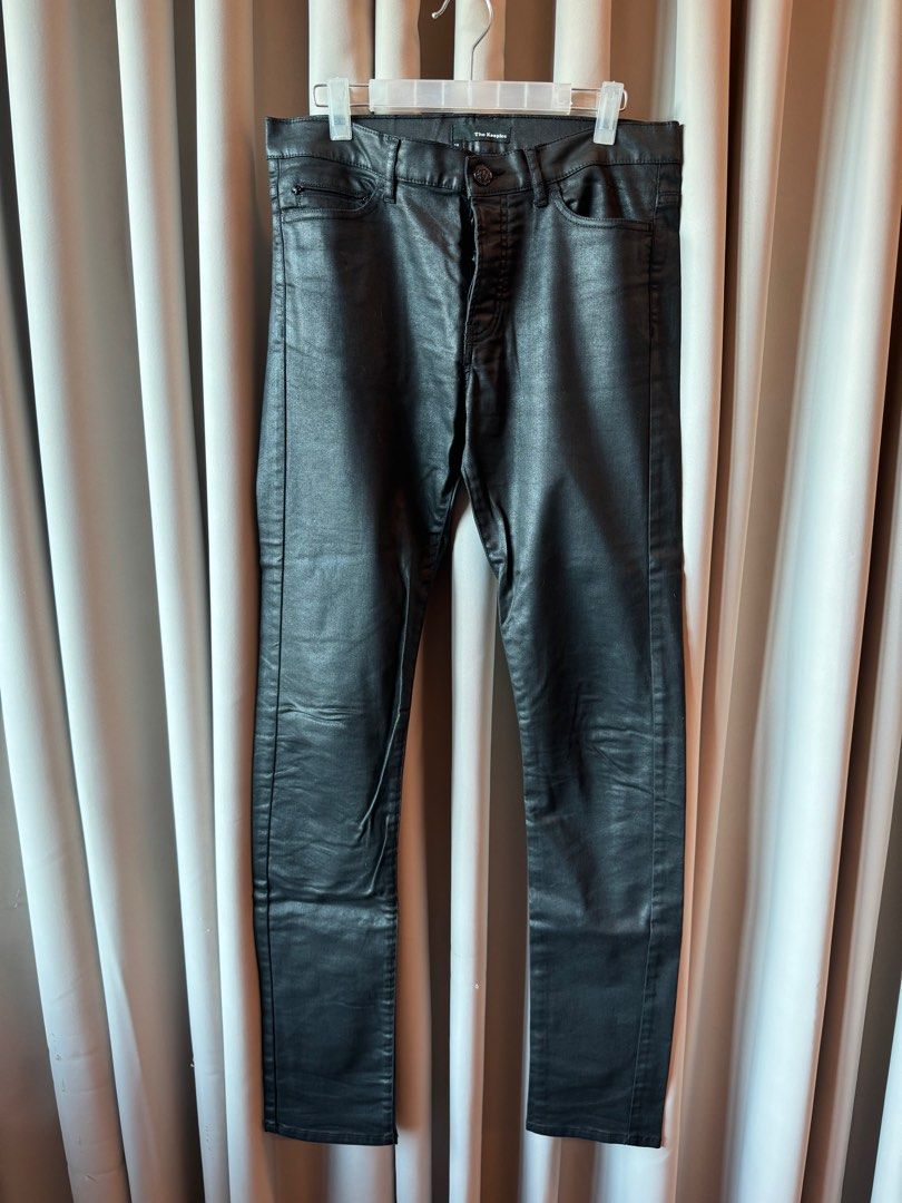 Kooples coated black denim jeans (Category: Jeans) located in Mandaluyong City. Submitted by declutteringagain (Listing ID 1319423267, Image 1). Description: Black like leather but coated denim so it’s more practical.