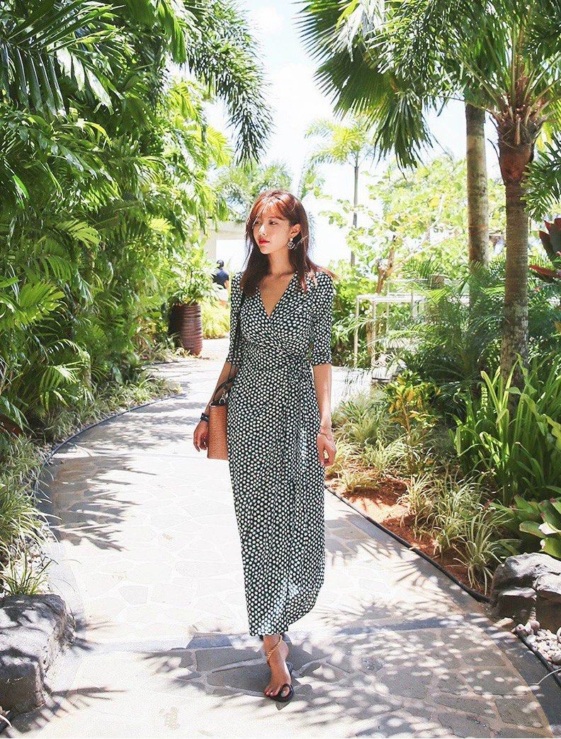 Korean wrap dress cheap