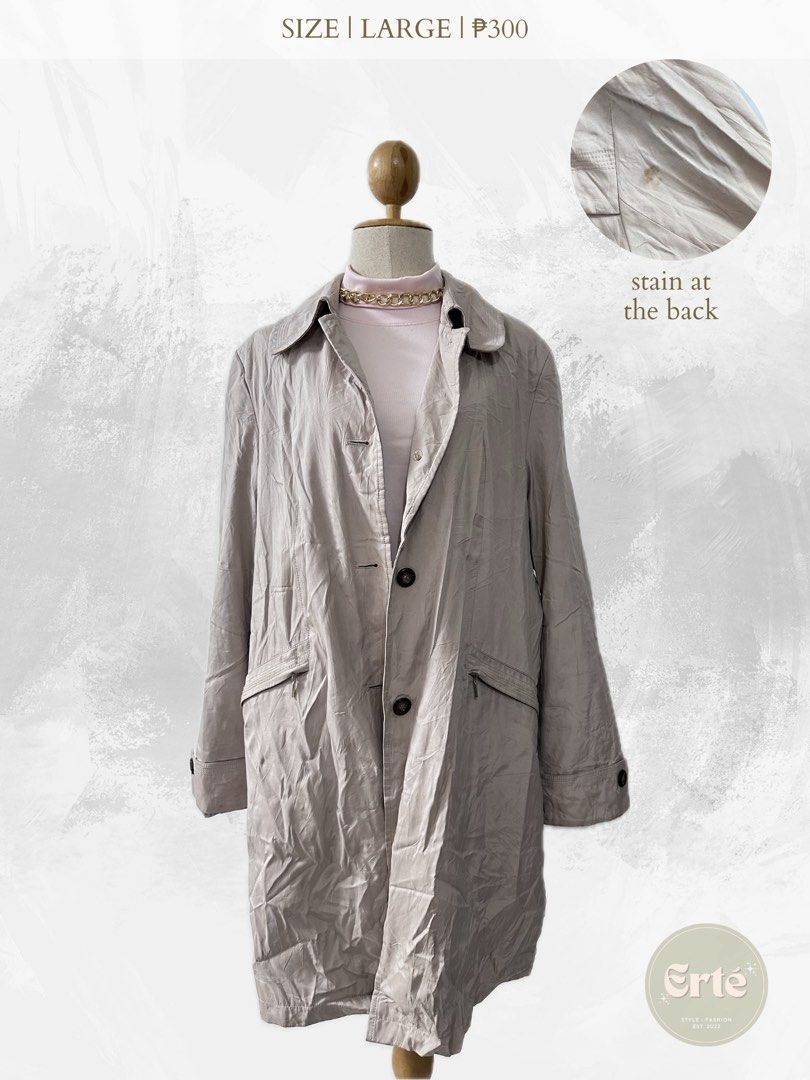 Large Coat (Category: Coats, Jackets and Outerwear) located in Quezon City. Submitted by erte_ph (Listing ID 1319402460, Image 1). Description: — with minimal stain at the back — Blazer/coat is measured laid flat using medida/tape measure — Actual color may vary due to lighting — Please manage your expectations, these are all pre-loved — No bogus buyer and joy reserver.